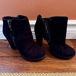 Black Suede heeled ankle boots